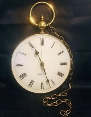 Henri Lagin Fils Et Cie Vintage Brass Trimmed & Frosted Glass Large Wall Clock