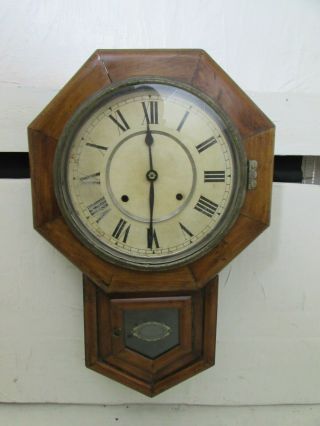 Antique Seikosha Octagonal Drop Dial Wall Clock,  Movement Requires Attention