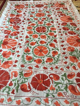 Hand Embroidered Vintage Large Wall Decor Tablecloth Suzani Was $399.  00