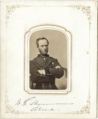William T.  Sherman - Photograph Mount Signed Co - Signed By: Nathaniel P.  Banks