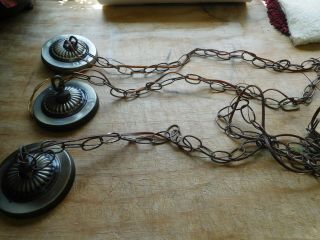 3 Vintage 5 " Ceiling Light Hanging Lamp Canopy & Chain Parts Art Decco