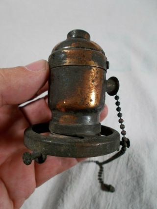 Vintage Hubbell Brand Fatboy Acorn Pullchain Brass Lamp Japanned Socket C1900s