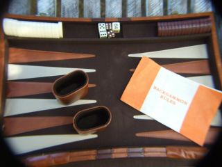 Vintage Game Backgammon Set In Faux Leather Case 70 