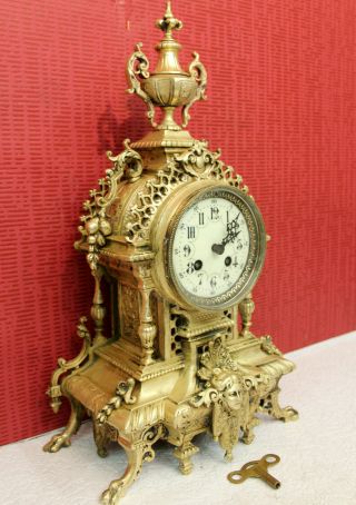 Antique Clock Bronze Gilded French Mantel Pendule Clock AD.  MOUGIN DEUX MEDAILLE 3