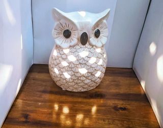 Vintage White Ceramic Owl Lamp Night Light Great 8 " X 7 "
