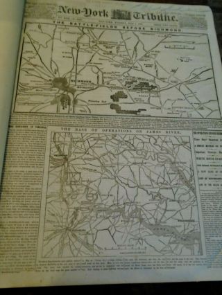Bound Volume Of The York Tribune July - December 1862 Civil War Newspapers