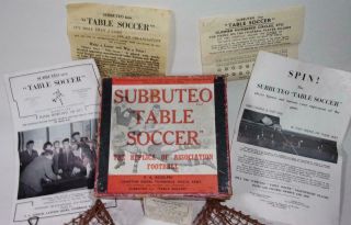 Vintage Subbuteo Table Soccer Set Celluloid Players Goals flags - c.  1940’s /50 ' s 3