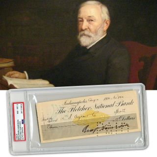 Benjamin Harrison Authentic Signed Check Signature Autographed Psa Dna Slabbed