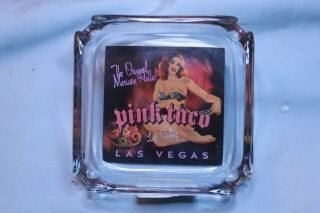 Pink Taco Las Vegas Ashtray Mexican Hottie Clear Glass 4 Color Decal
