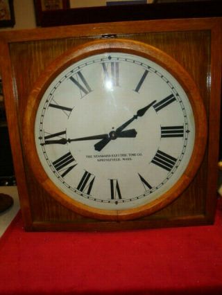 Antique Standard Electric Time Co.  Clock Springfield Mass.  C.  1920 