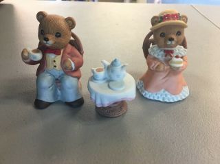 Homco Porcelain Teddy Bears Having Tea Figurines 1401 B52