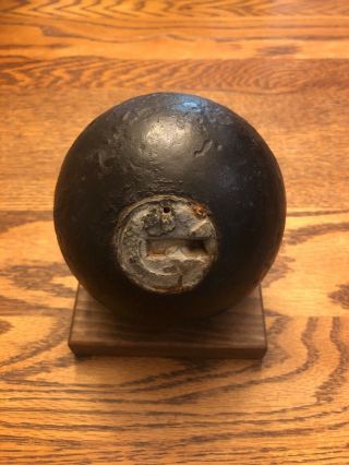 Civil War 12lb Boremann Timed Fuse Cannon Ball Found At Cemetery Ridge.  (rare)