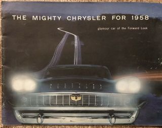 Large Vintage 1958 The Mighty Chrysler Car Advertising Booklet Brochure