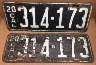 1920 Dmv Clear Rare• (california) 314 - 173 License Plate - Vintage -