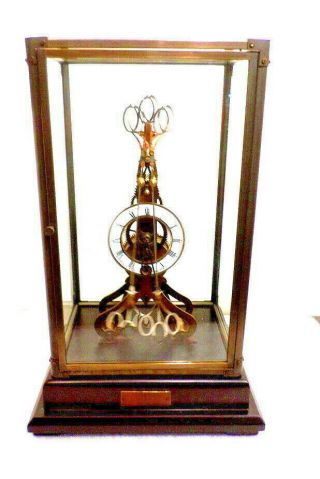 15 Inch Antique Style Scissors Clock With Brass/glass Dome