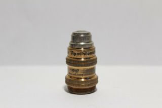 Leitz Microscope Objective Apochromat 4x Collar Ring Antique Brass Vintage Apo