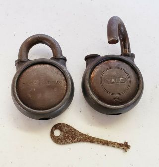 2 Antique Vintage Yale & Towne Locks And Master Key