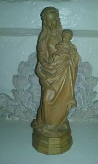 Vintage Madonna Mary Child Jesus Carved Wood Statue Figure 10 3/4 " Anri? Icon