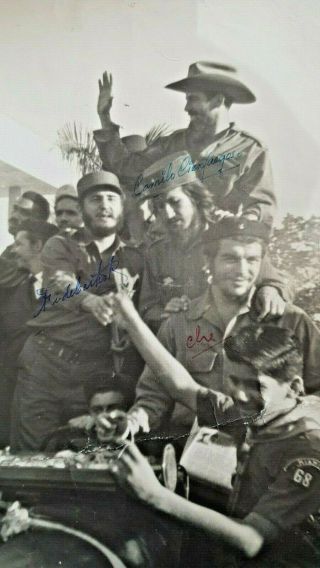 CHE Guevara FIDEL CASTRO CAMILO CIENFUEGOS PHOTO Signed SP AUTOGRAPH CUBA 1959 2