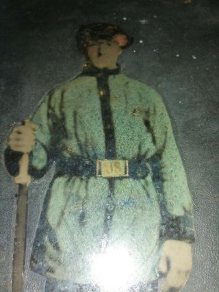 Rare Civil War Soldier - Full Plate Tintype 6 1/2 X 8 1/2 Inches - Hand Colored