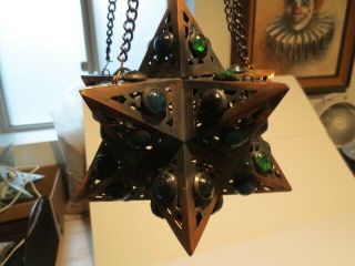 Vintage Collectable Copper Moravian Star Hanging Light Lamp