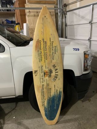 Rare Malibu Rum Mini Mal Advertising Surfboard By Mark Schneider.  Signed