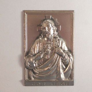 Raised Relief Sacred Heart Of Jesus Religious Scapular 2 " Medal Cor Jesu