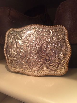 Crumrine Western Cowboy Cowgirl Belt Buckle Silver Heavy Plate
