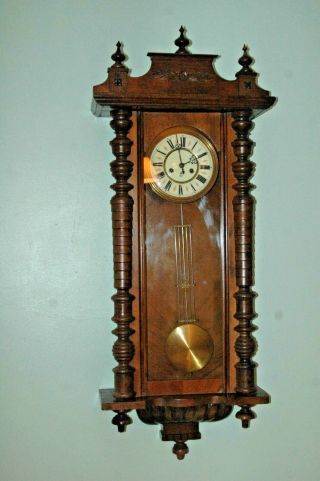 Antique Gustav Becker 19th Century Wall Clock With Key & Pendulum.
