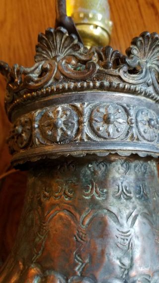 Vintage hammered Copper / Brass Table Lamp 3