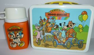 1977 Vintage The Funtastic World Of Hanna - Barbera Metal Lunch Box And Thermos
