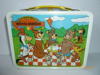 1977 Vintage THE FUNTASTIC WORLD of HANNA - BARBERA Metal LUNCH BOX and THERMOS 3