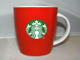 Starbucks Red White 12oz.  Coffee Mug Tea Cup Ceramic Mermaid Logo Christmas