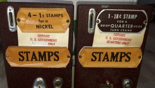 Vintage Antique Schermack See Through Double Stamp Dispenser 4 - 1 Cent/1 - 18 Cent