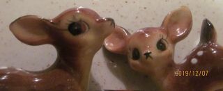 Vintage Japan Deer Salt And Pepper Shakers Fawn Christmas Figurines Big Eyes