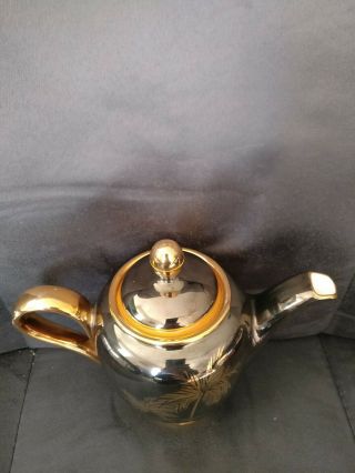 rare porcellana maua black and gold handpainted vintage teapot 3