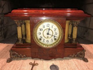 Antique Seth Thomas Adamantine Mantle Clock " Sucile " Model Near Perfect Case