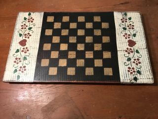 Antique Game Board Checkers Chess Painted Wood Ammo Crate