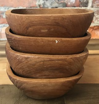 Vintage Teak Wood Bowls Goodwood Wooden Set Of 4
