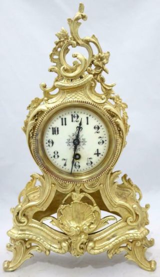 Antique 19th c French Gilt Pierced Bronze Mantle Clock Garniture Set 2