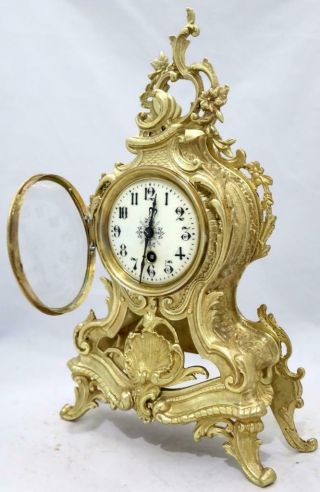 Antique 19th c French Gilt Pierced Bronze Mantle Clock Garniture Set 3