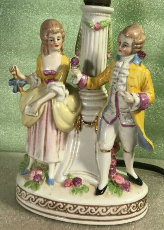 Vintage Porcelain Figural Boudoir Lamp Courting Couple Man Woman Germany 15557