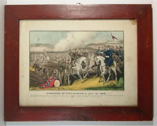 1863 Civil War Surrender Of Port Hudson Currier & Ives Stone Lithograph Print
