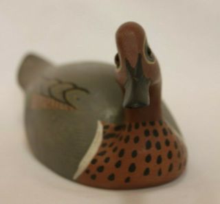 William Wm H Cranmer Wood Carving DUCK DECOY Vintage Green Winged Teal Male 3