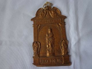 Antique Religious Prayer on a Copper plaque over cardboard 2