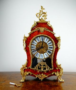 Antique French Louis Xiv Rococo Style Boulle Mantel Clock Franz Hermle Striking