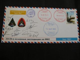 Iss 33/34 Flown Boardpost Orig.  Signed Crew,  Space
