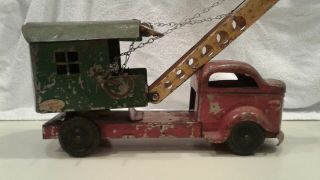 Vintage Pressed Steel Toy 14 " Lincoln Toys Crane Truck Ellwood Tilbury Canada