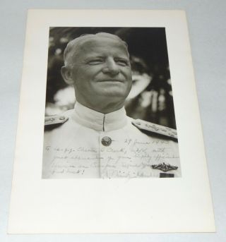 Wwii Era Signed Personalized Photo Admiral Chester W.  Nimitz Rare Image