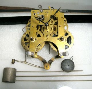 Antique Gilbert 28 Mantle Clock Movement Fine W/ Chime Bar Hands Pendulum